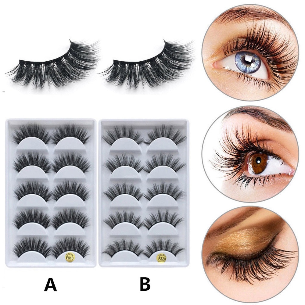 5 Pair/Set 3D Reusable Mink Fur False Eyelashes